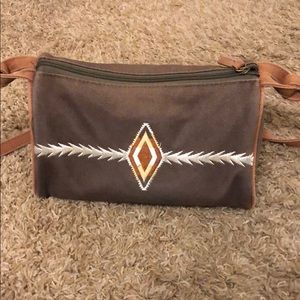 Olive embroidered dopp bag